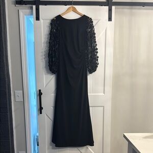 Eliza J Black Long Sleeve Gown with Bateau Neckline